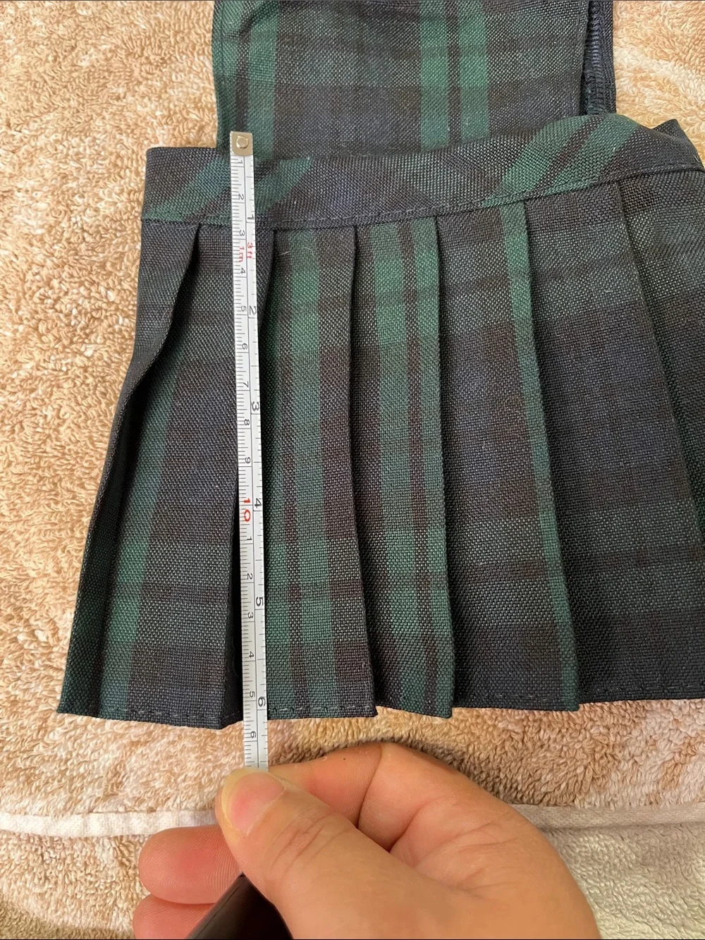 Vintage Green and Black Plaid Pleated Doll Jumper